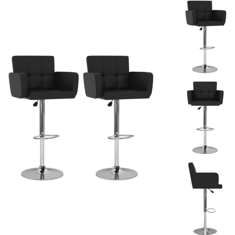Barhocker 2 Stk. Schwarz Kunstleder - Barhocker - Küchenhocker - Sitzgelegenheiten - Hochstuhl - Design Möbel