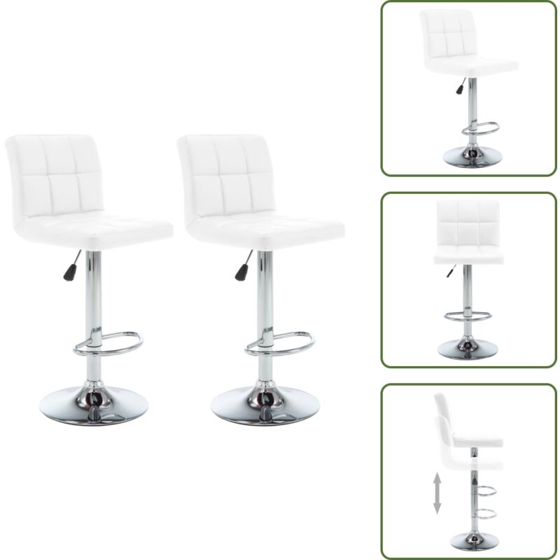 Barhocker 2 Stk. Weiß Kunstleder - Barhocker - Küchenhocker - Sitzhocker - Hochstuhl - Bartisch Stühle