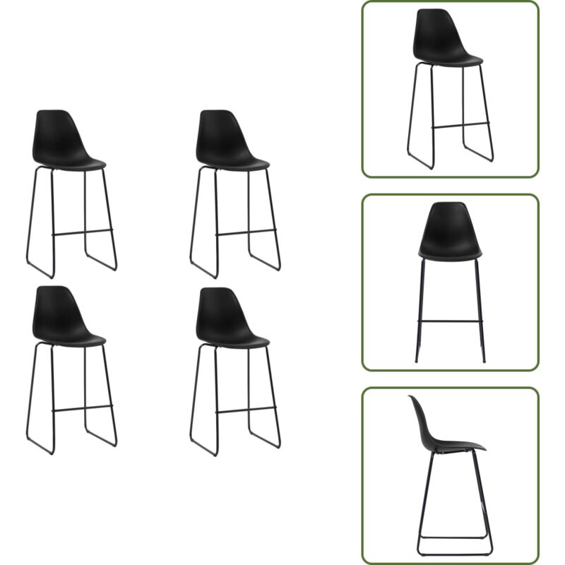 Barhocker 4 Stk. Schwarz Kunststoff - Barhocker - Küchenhocker - Thekenhocker - Schwarze Möbel - Kunststoffeinrichtung
