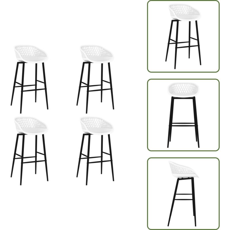 Barhocker 4 Stk. Weiß - Barhocker - Stühle - Küchenstühle - Barstühle - Weiße Möbel