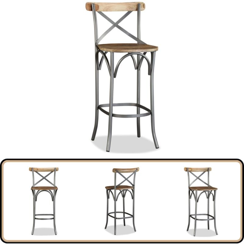 Barhocker Mango Massivholz - Industriel Style - Barhocker - Mangoholz - Küchenstuhl - Wohnzimmerstuhl