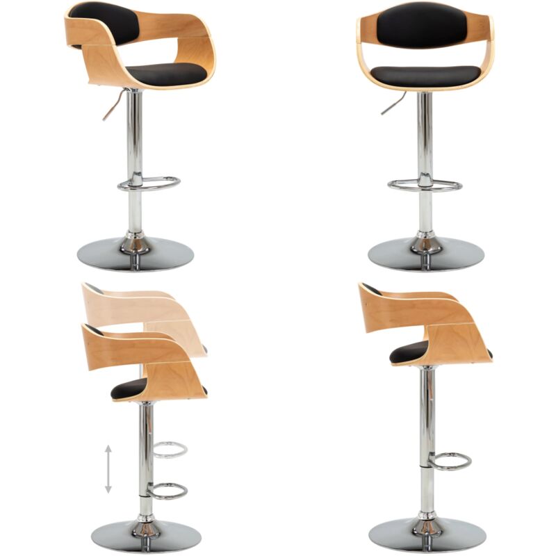 Vidaxl - Barhocker Schwarz Bugholz und Kunstleder - Barhocker - Esszimmerstuhl - Küchentischstuhl - Designerstuhl - Bürostuhl - Home & Living