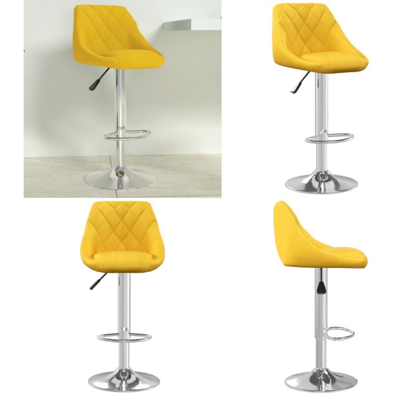 Barhocker Senfgelb Samt - Samtsitz - Barhocker - Esszimmerstuhl - Höhenverstellbar - Drehbares Stuhl - Home & Living