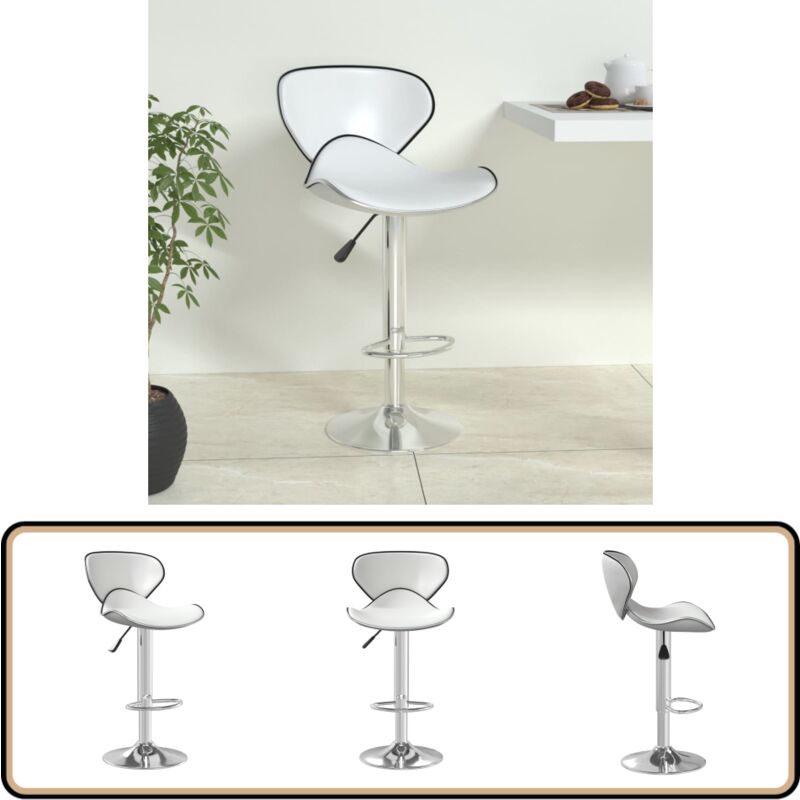 Barhocker Weiß Kunstleder - Barhocker - Küchenhocker - Drehbares Stuhl - Höhenverstellbarer Stuhl - Sitzsack