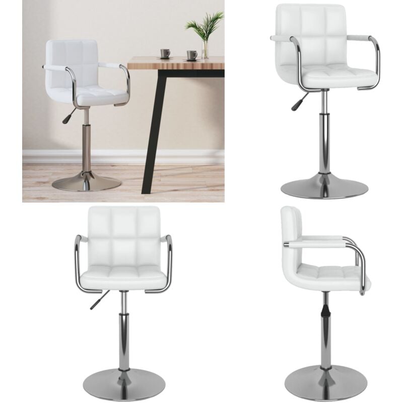 Barhocker Weiß Kunstleder - Barhocker - Küchenstuhl - Drehstuhl - Hochstuhl - Weißer Stuhl - Home & Living