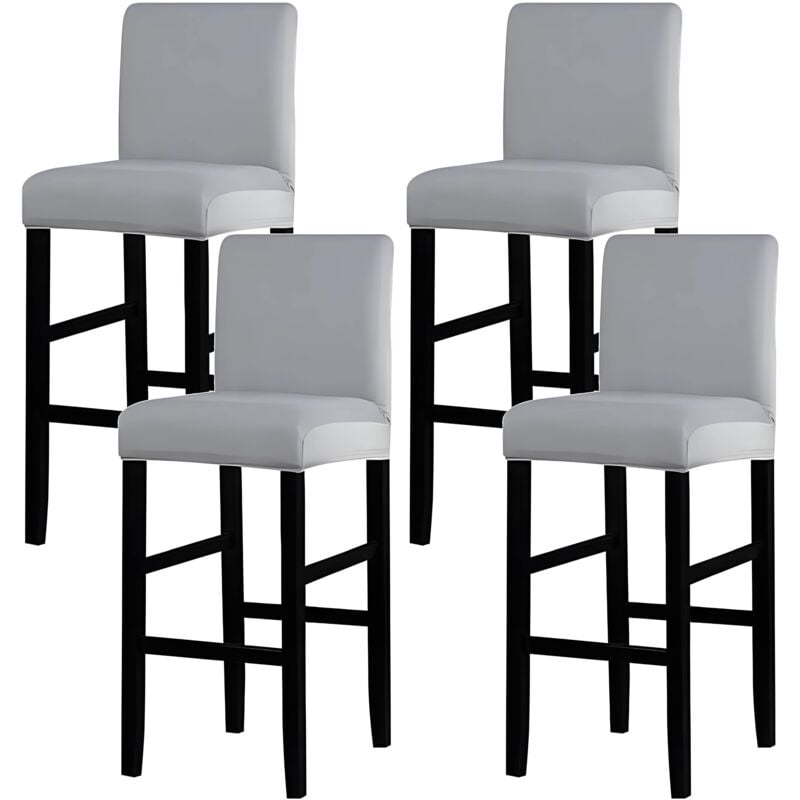 Stuhlbezüge 4 x elastische Barhocker-Abdeckungen Barhocker-Abdeckung mit Rückenlehne Für hohe Hocker Schmutzabweisend Atmungsaktiv Abnehmbarer Bezug