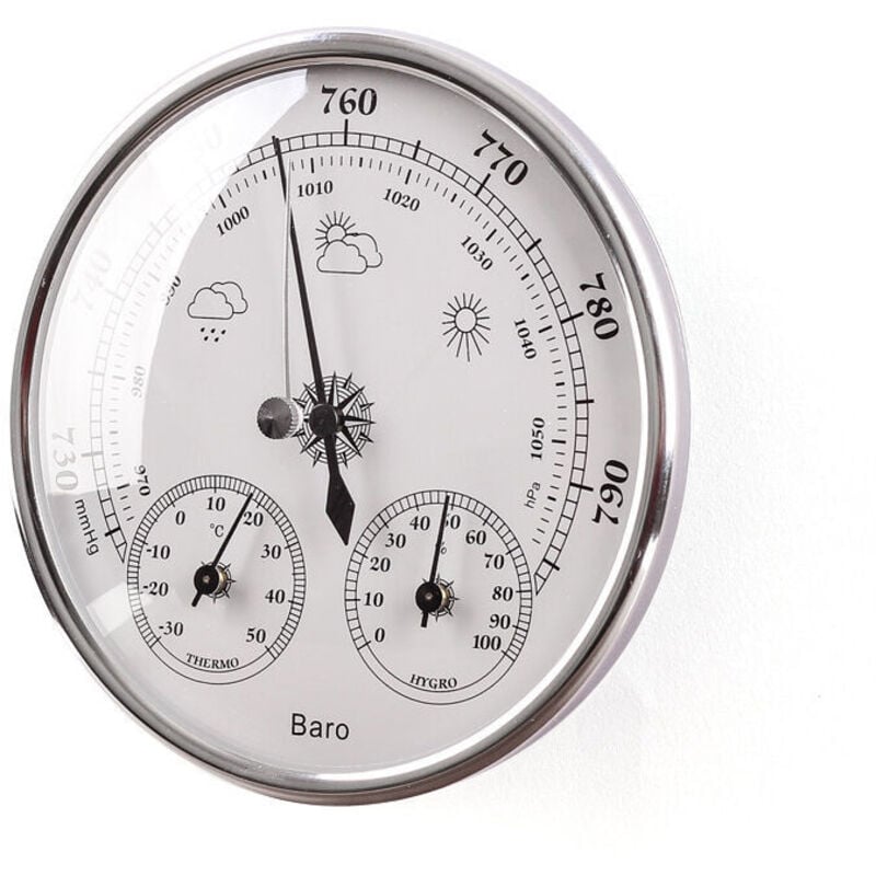 Barometrische Wetterstation mit Barometer und Thermometer-Hygrometer, 3-in-1, wandmontierte analoge Wetterstation für drinnen und draußen, 135,6 cm,