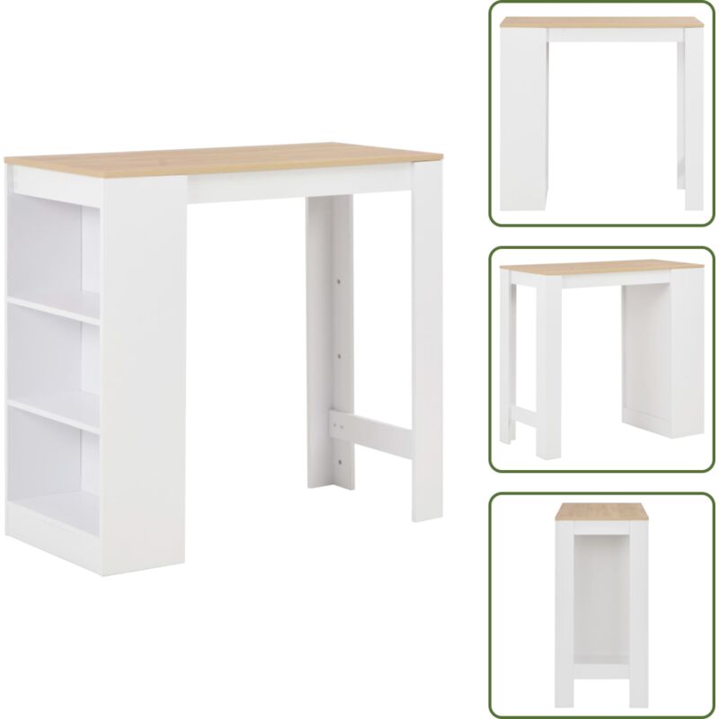 Bartisch mit Regal Weiß 110x50x103 cm - Esstisch - Bartisch - Wohnzimmertisch - Kleiner Esstisch - Hochstuhltisch