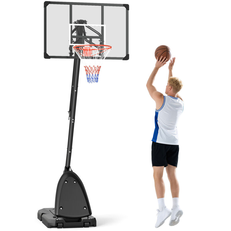 Sportnow - Basketballkorb Outdoor Basketballständer mit Rollen 107x70cm Rückwand, Mobiler Basketballkorb mit Ständer, verstellbare Korbhöhe 236-293