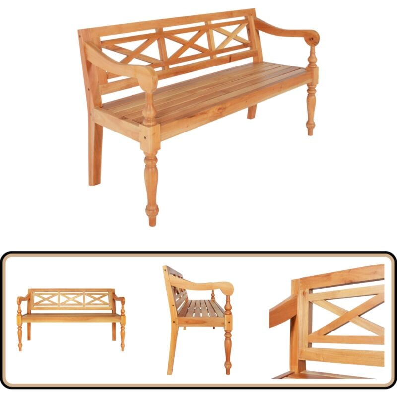 Vidaxl - Batavia-Bank Hellbraun 123 cm Massivholz Mahagoni - Mahagoni Bank - Wohnzimmerbank - Esszimmerbank - Holzbänkchen - Bequeme Bank