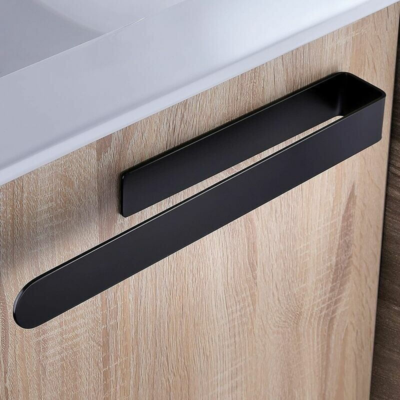 Bathroom Towel Bar Black Stainless Steel Towel Bar Adhesive Towel Bar, 37cm