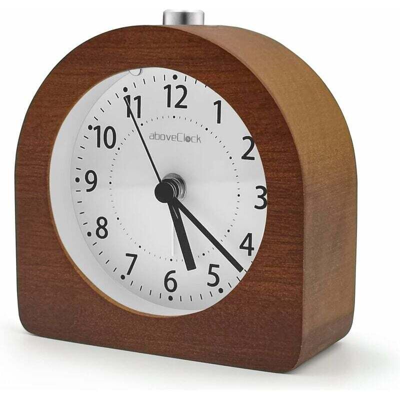 SNQ - Batteriebetriebener Wecker, Schlummerfunktion, Reisewecker aus Holz, leuchtender analoger Wecker, leise, nicht tickende Nadeluhr, aufsteigender
