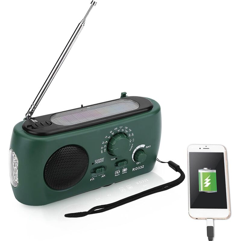Batteriebetriebenes Survival-Radio, AM/FM-Batteriebetriebenes Radio mit LED-Taschenlampe, Nottelefonladegerät für Zuhause und Outdoor-Camping, Wandern
