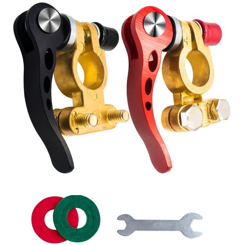 ZVD - Batterieklemmen-Anschluss, Batterieklemmen fest, sicher, positive und negative Batterieklemmen, Messing-Autobatterie-Klemmenanschlüsse für