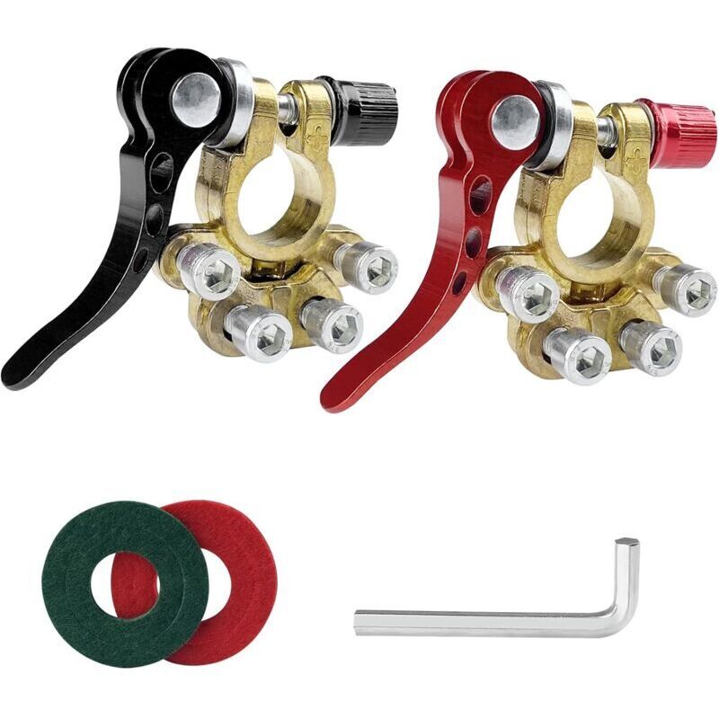 Batterieklemmen-Anschluss, Schnellverschluss-Batterieklemmen, positive und negative Batterieklemmen, Messing-Autobatterie-Anschlussklemmen für Autos,