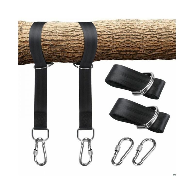 Cyslmuk - Baumschaukelgurt-Set mit zwei Edelstahl-Karabinern, geeignet für Reifenaufhänger, Veranda, Outdoor und Babyschaukel