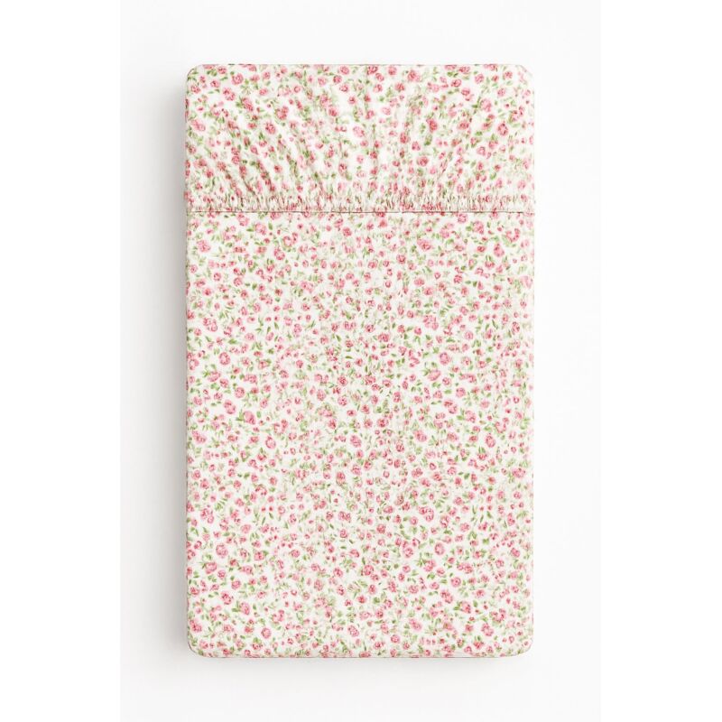 Baumwoll-Spannbettlaken für Kinderbett 120x60 cm - rosa Wiese