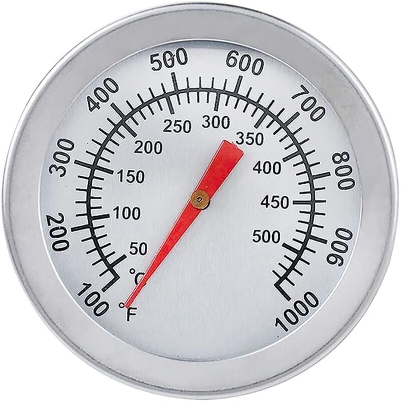 Grillthermometer, Edelstahl-Ofenthermometer, max. 500 °C/1000 °F, analoges Anzeigethermometer für Backofen, Pizzaofen, Holzofen