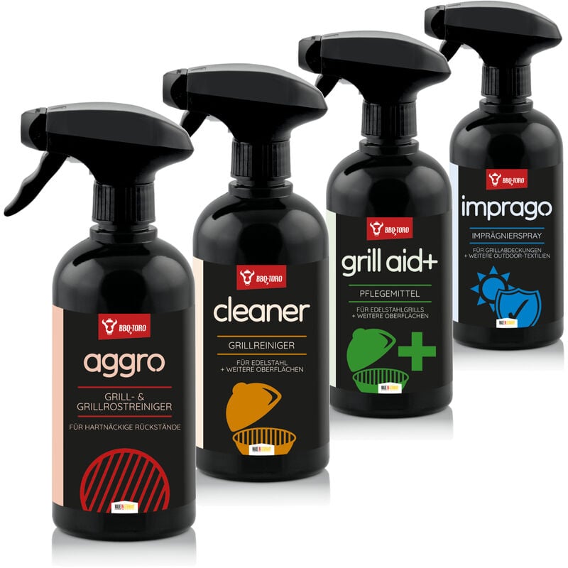 4-teiliges Allrounder Pflege Set Grill Reinigungsset und Pflege, Zubehör, Grill-Spray - Bbq-toro