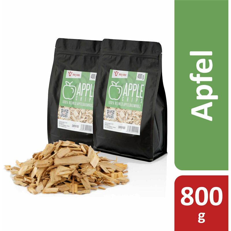 BBQ-Toro Apfel Räucherchips 800 g, Smokerchips für Gasgrill, Smoker, BBQ, rauchintensiv, Apfelholz