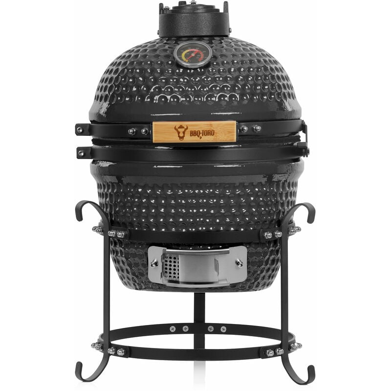 Kamado Grill Holzkohlegrill ø 32 cm 'haiiro' mit Grillrost und Thermometer, Grau - Bbq-toro