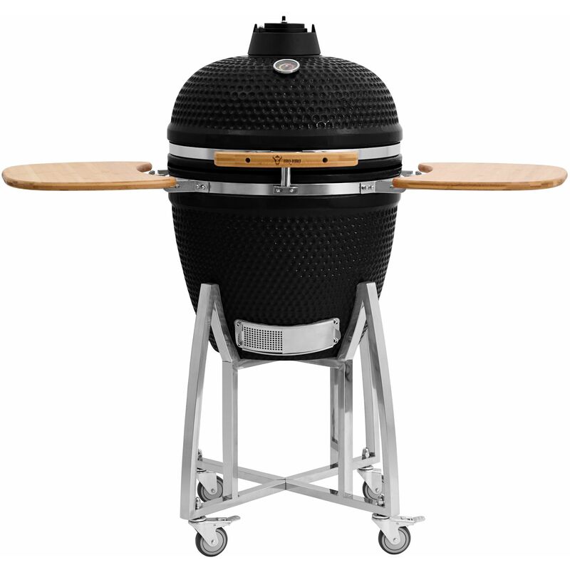 Kamado Grill Holzkohlegrill 'kuro' ø 52 cm, Schwarz, Keramikgrill mit Ablage, Thermometer - Bbq-toro