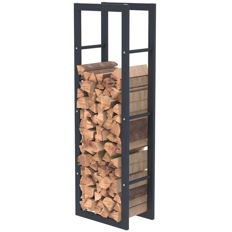 HHWPF0015 Holzablage aus schwarzem Stahl 125x40x25CM, Rack für Brennholz, Kaminholzablage. - Bc-elec
