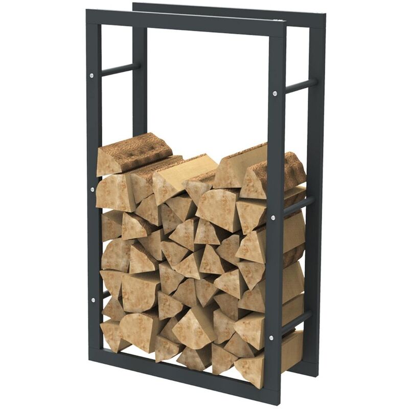 HHWPF0018 Holzablage aus schwarzem Stahl 100x60x25CM, Rack für Brennholz, Kaminholzablage. - Bc-elec