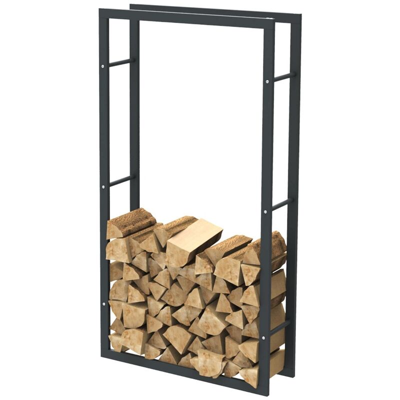 HHWPF0023 Holzablage aus schwarzem Stahl 150x80x25CM, Rack für Brennholz, Kaminholzablage. - Bc-elec