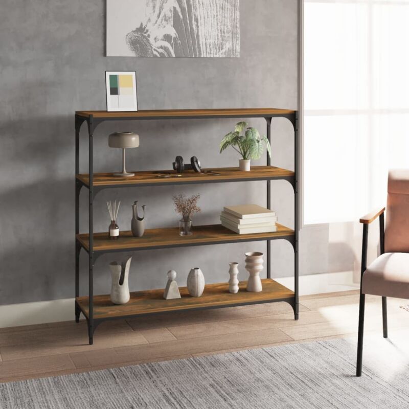 Vidaxl - Bücherregal Räuchereiche 100x33x100 cm Holzwerkstoff und Stahl
