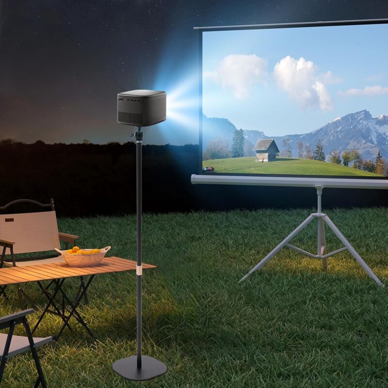 Beamerhalterung Höhe 65-120 cm, 360° Dreh- und 90° Neigefunktion, kompatibel mit 1/4-Zoll-Schrauben, versteckter Beamer-Beistelltisch,