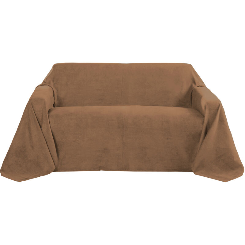 Beautissu - Romantica Tagesdecke Plaid Wildlederoptik Dunkelbraun, 280x210x1 cm