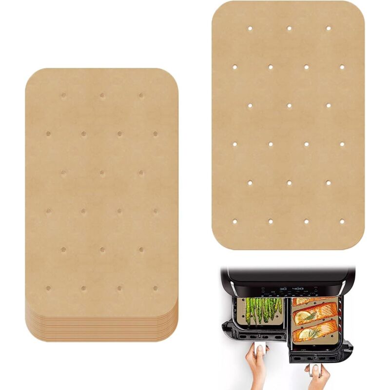 BEBUSINGOTO 100er-Pack Air-Fryer-Einlagen, perforiertes Pergamentpapier, Speiseölpapier, antihaftbeschichtete Air-Fryer-Einlagen (5,5 x 8 Zoll)