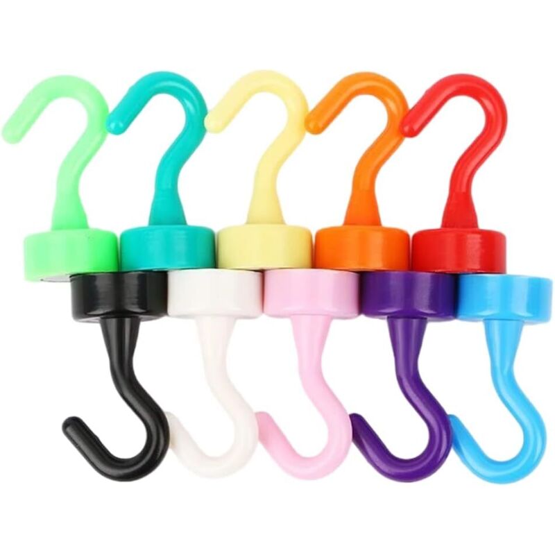 BEBUSINGOTO 10er-Pack bunte Magnethaken, robuste Magnethaken für Kühlschränke, Magnethaken zum Aufhängen, für Schlüssel, Schließfächer, für Zuhause,