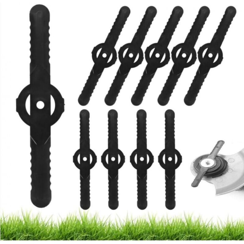 BEBUSINGOTO 10er-Packung 15 cm lange Kunststoff-Ersatzmesser für Rasentrimmer, Kunststoffmesser für Rasentrimmer, Rasentrimmer-Zubehör,