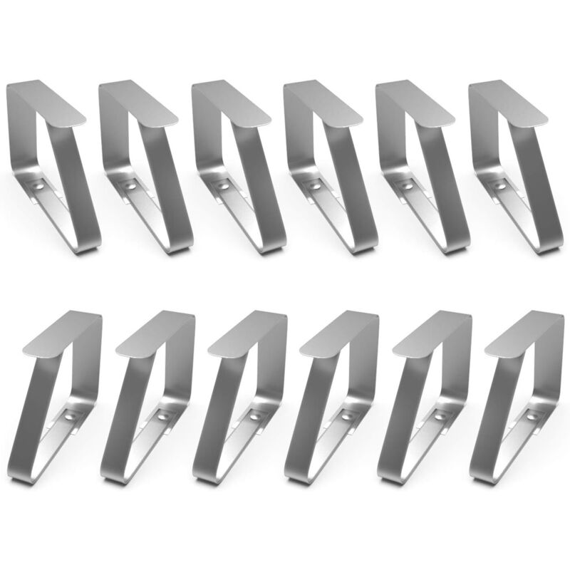 BEBUSINGOTO 12er-Pack Picknick-Tischdeckenklammern für Tische im Freien – Tischdeckenklammer aus Edelstahl, passend für 6,1 cm dicke Tische,