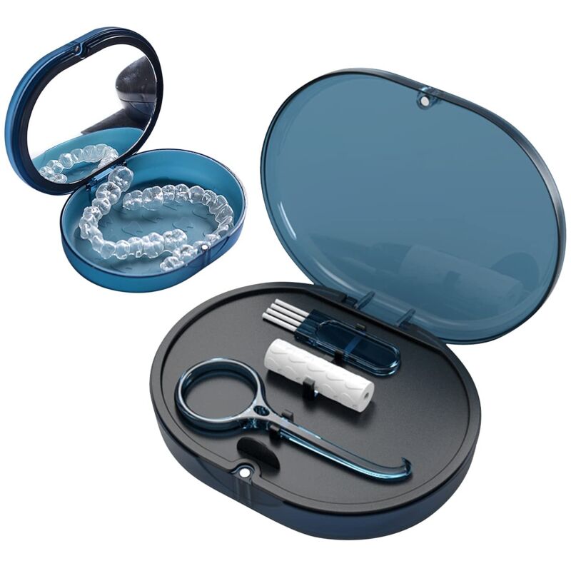 BEBUSINGOTO 1er-Packung Retainer-Etui, Mundschutz-Etui mit Deckelscharnier, ein großes Mundschutz-Etui für die Nacht, Damen, Herren, Jugendliche,