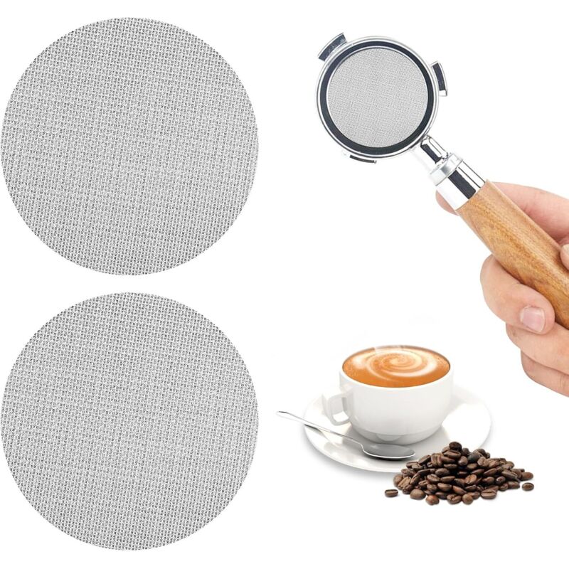 BEBUSINGOTO 2-teiliges Espresso-Siebset, wiederverwendbares Espresso-Sieb aus Edelstahl, 51-mm-Puck-Filter, 1,7 mm Dicke (150 µm), für