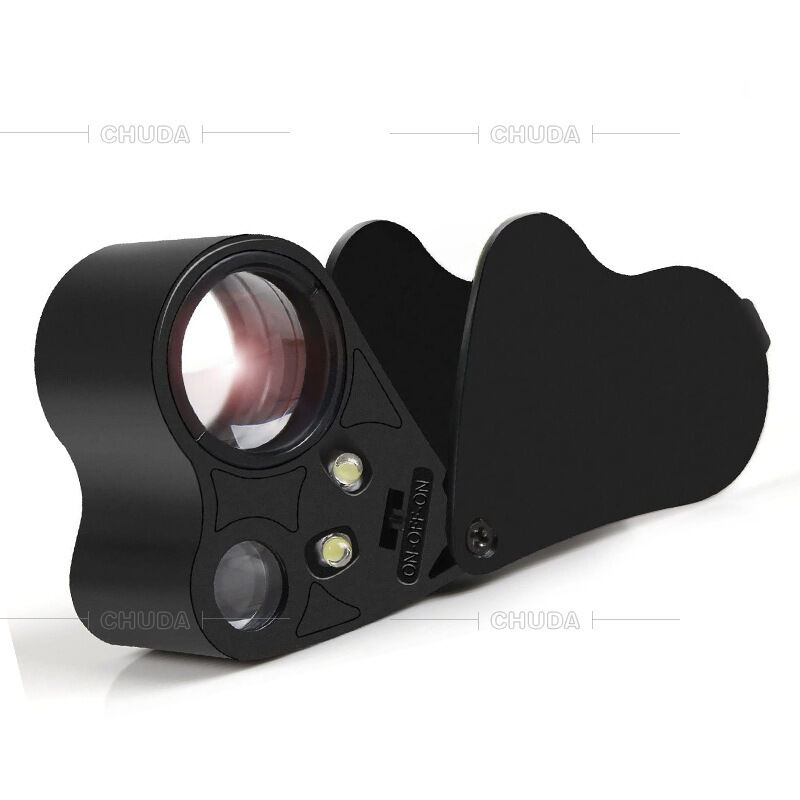 BEBUSINGOTO 30- bis 60-fache beleuchtete Juwelierlupe, faltbare Schmucklupe für Edelsteine, Schmuck, Münzen, Briefmarken usw.