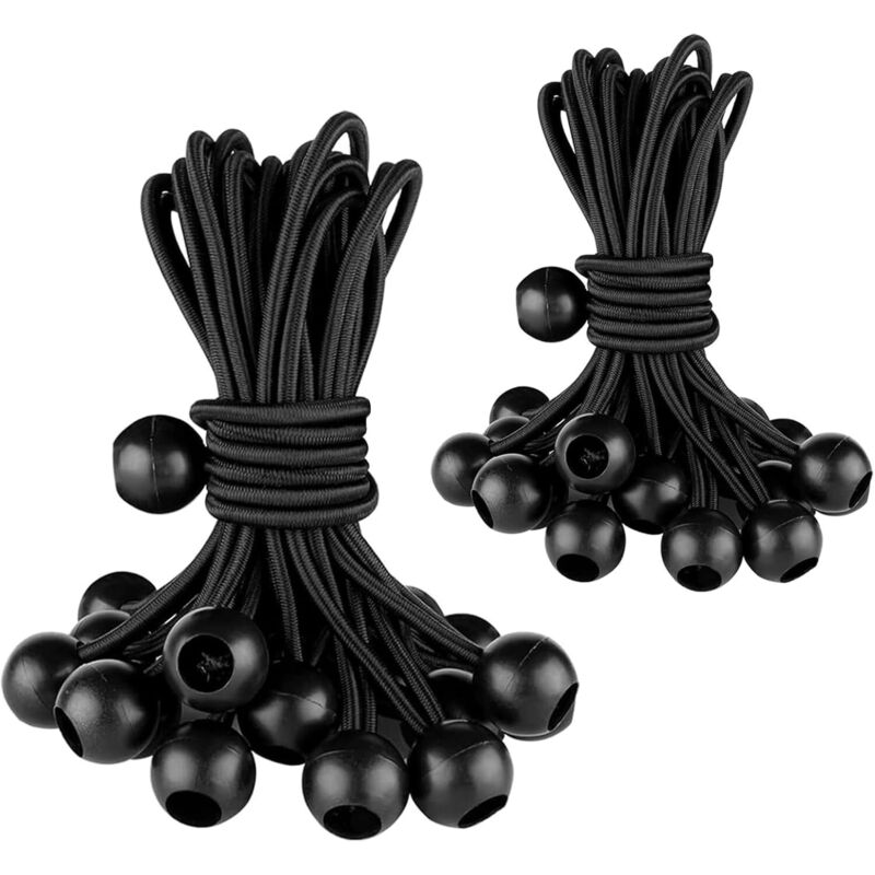 BEBUSINGOTO 40 Stück elastische Bungee-Seile mit Kugelenden, Bungee-Seile, für Planen, Campingzelte, Markisen, Banner, Pavillons, Vorhänge,