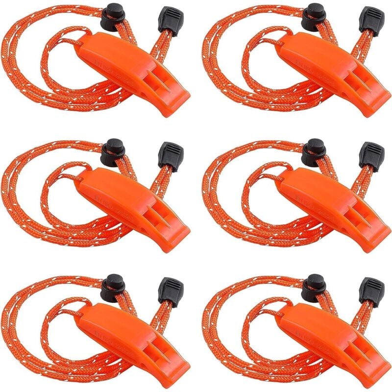 BEBUSINGOTO 6er-Pack Notfallpfeife, Sicherheitspfeife, laute Überlebenspfeife für Camping, Wandern, Jagen, Bootfahren, Angeln, Schwimmweste