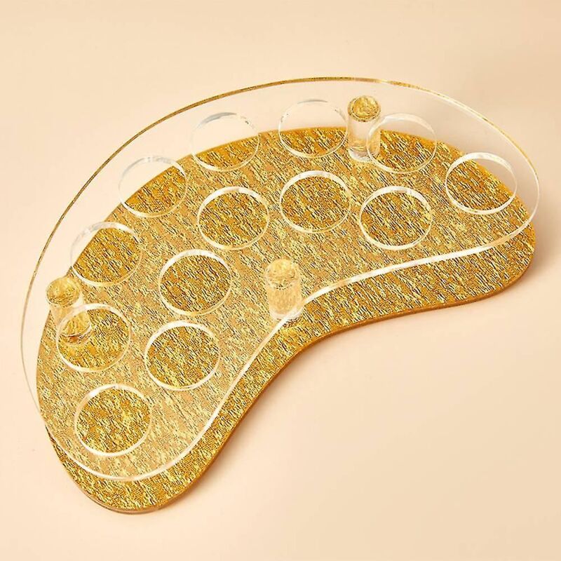 BEBUSINGOTO Aufbewahrungsbox für Lippenstifte aus Acryl, Arc Lip Glaze, Kosmetik mit mehreren Gittern, transparenter goldener Boden
