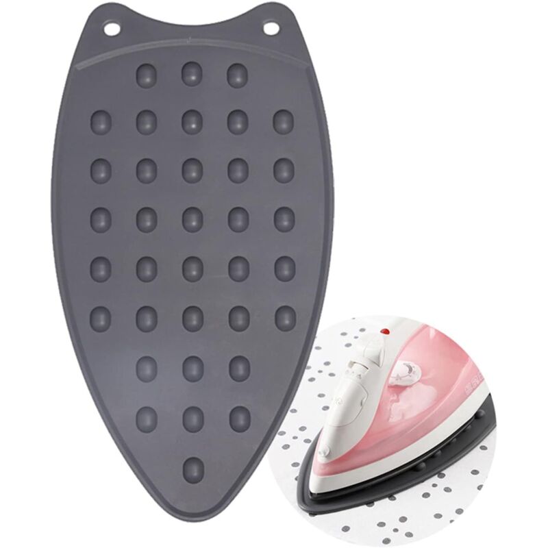 BEBUSINGOTO Bügeleisenablage aus Silikon, hitzebeständige Bügelmatte, Silikon-Bügeleisenhalter für Bügelbrett, rutschfeste Bügelmatte (Grau)