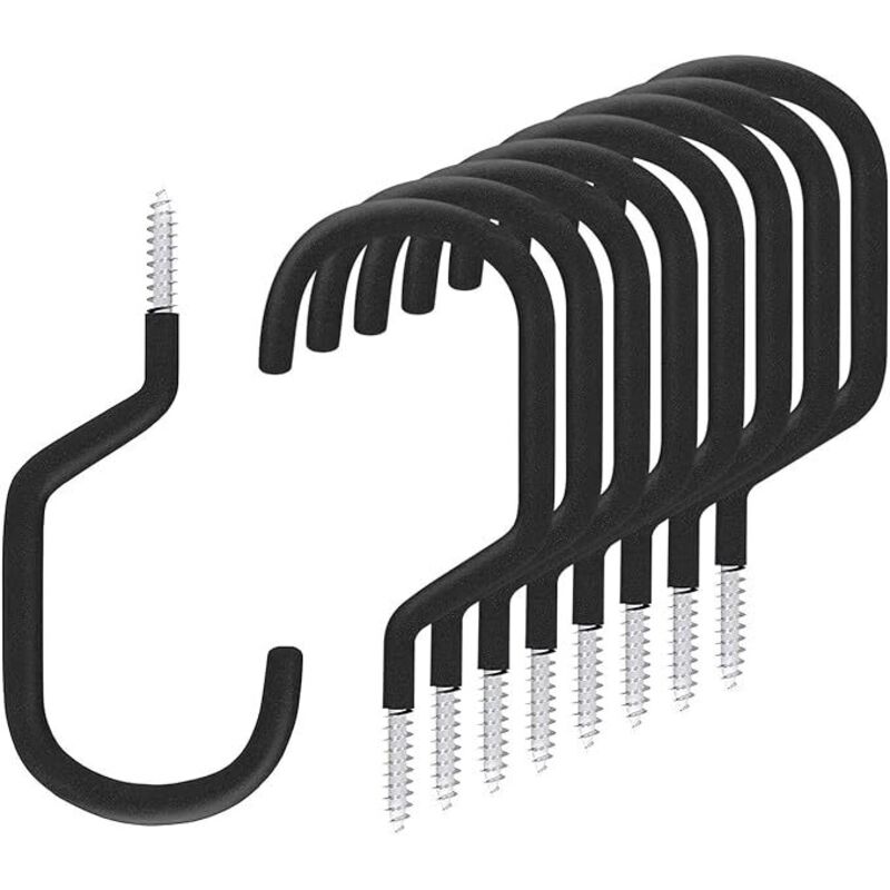 BEBUSINGOTO Fahrrad-Wandhaken für die Garage, 8er-Pack schwarze Haken zum Aufhängen von Mountainbikes, BMX und allen Arten, große Mehrzweckhaken