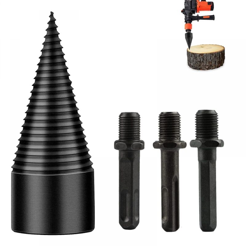 BEBUSINGOTO Holzbohrer-Spalter, 42 mm Holzspalter für Brennholz, Bohrer, Spiralbohrer, Kegelspalter