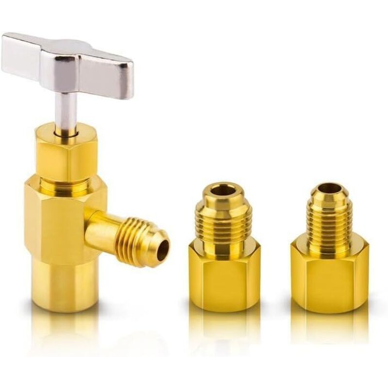 BEBUSINGOTO Kältemittelventil R134a, Messing-Kältemittelventil für R134a-Klimaanlagen, Adapter von R1234yf auf R134a für Kfz-Klimaanlagen, Anschluss
