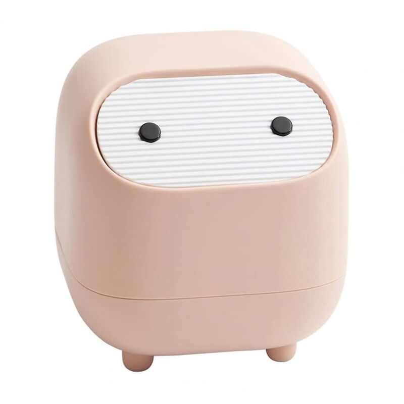 BEBUSINGOTO Kleiner Mülleimer, süßer Ninja-Desktop-Mülleimer mit Deckel, Mülleimer für Zuhause, Schlafzimmer, Büro (Pink)