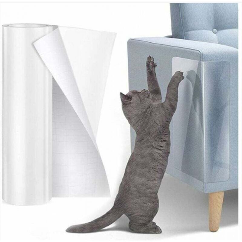 BEBUSINGOTO Kratzfester Sofaschutz für Katzen - 30 cm x 5 m transparente, selbstklebende Rolle - Kratzschutz für Katzen - für Möbel, Türen, Wände,