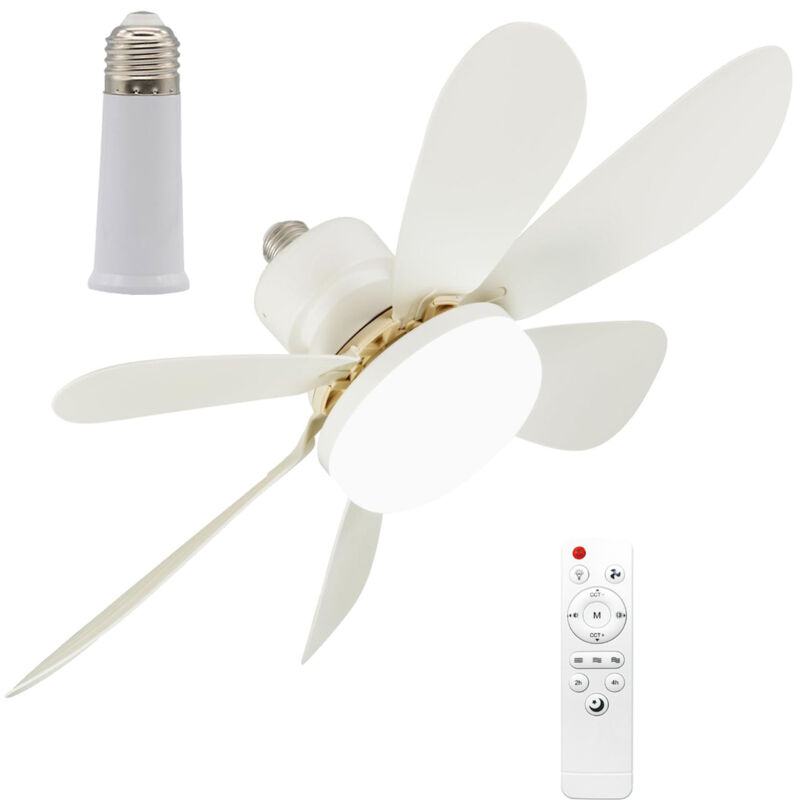 BEBUSINGOTO Leiser 52-cm-Deckenventilator mit Licht und Fernbedienung, 40-W-Deckenventilatorlampe mit E27-Fassung, dimmbarer LED-Deckenventilator für