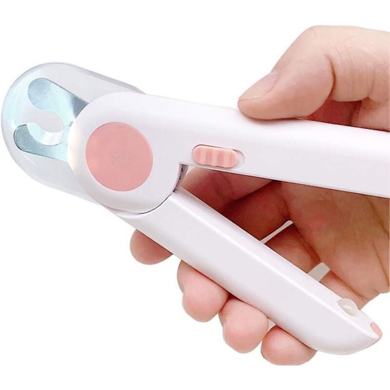 BEBUSINGOTO Nagelknipser für Haustiere, Hunde und Katzen, mit LED-Licht und Spritzschutz, für kleine und mittelgroße Haustiere (Pink)